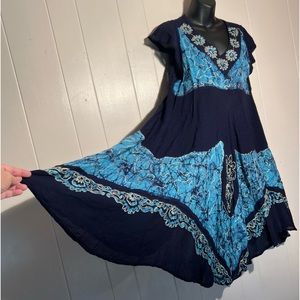 NWT. Blue Tie Dye Casual Dress. Assymetrical hem. Swimsuit cover-up. Free Size.
